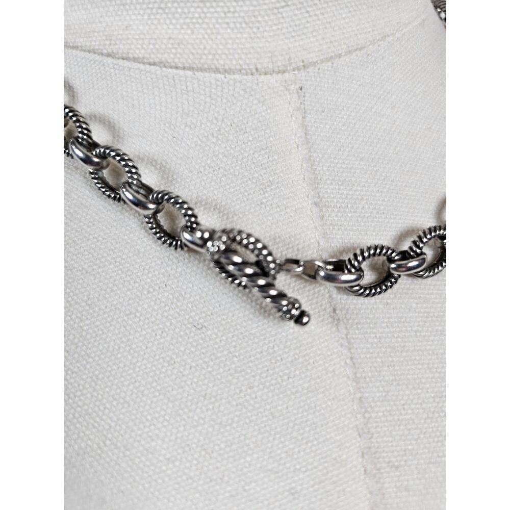Michelle Albala Sterling Silver Twisted Rolo Cable Chain Toggle Necklace 18in - Picture 2 of 11